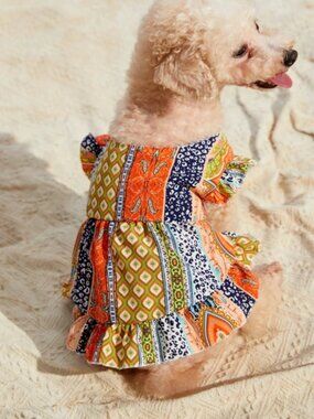 Petsin Geometric Print Pet Dress Size M